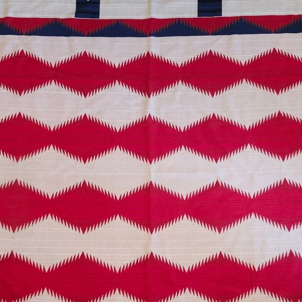 Pendleton Beaver State Wool Blanket Appx. 6x78 Red Cream Southwestern Geometric
